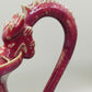 Antike Drachen-Vase in Purpurrot – Chinesischer Stil mit Doppelgriff