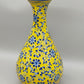 Prachtvolle Chinesische Porzellan Vase – Gelb mit Blauem Blumen Dekor