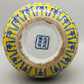Prachtvolle Chinesische Porzellan Vase – Gelb mit Blauem Blumen Dekor