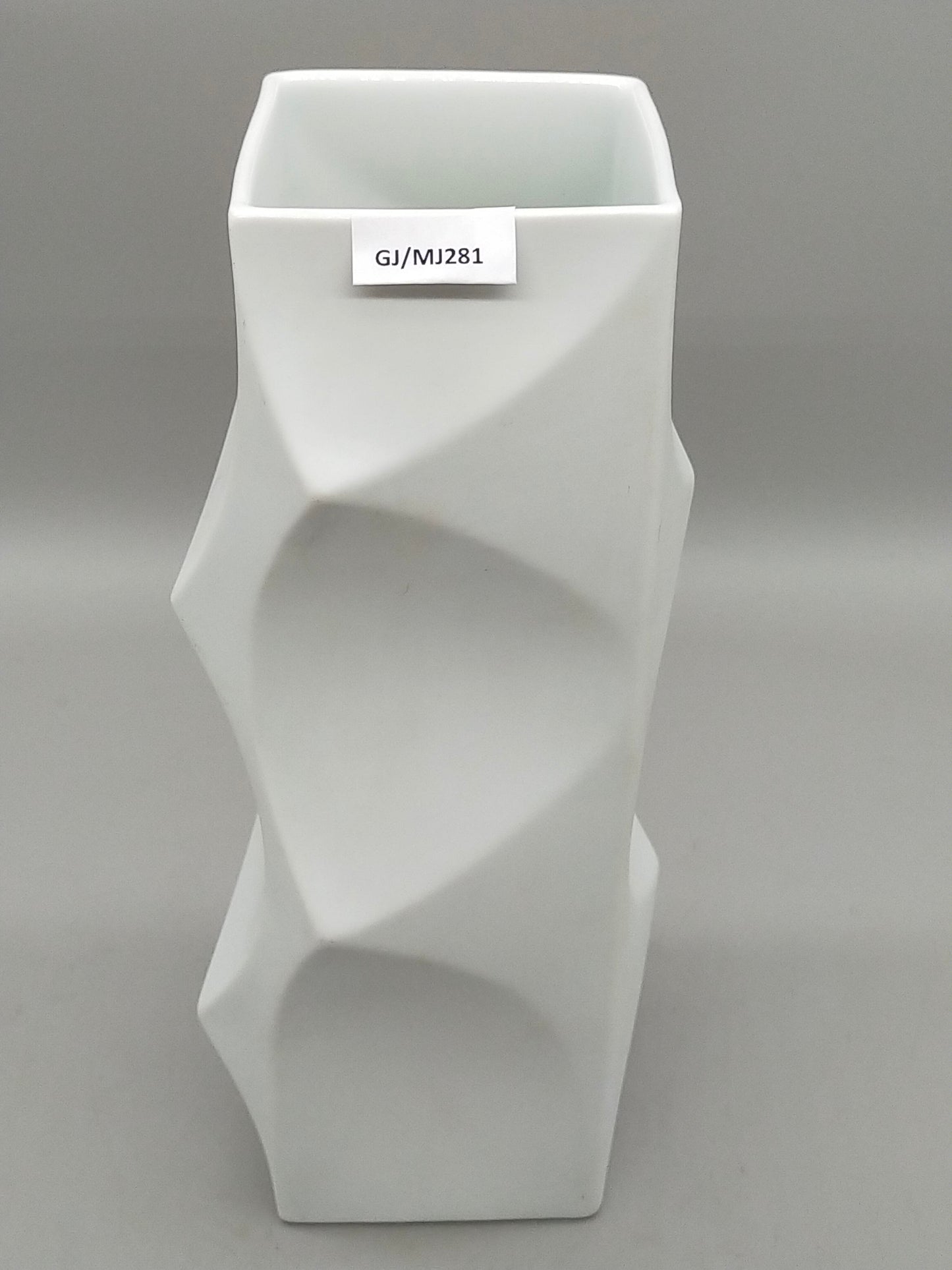 Lorenz Hutschenreuther Porzellan Vase – Weißes Relief Design von Hans Achtziger