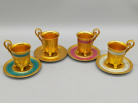Prunkvolles 4er Set Espresso Tassen mit Untersetzern – D&W Porzellan
