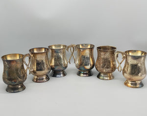 6er Set Versilberte Becher – Vintage Design mit Filigraner Gravur