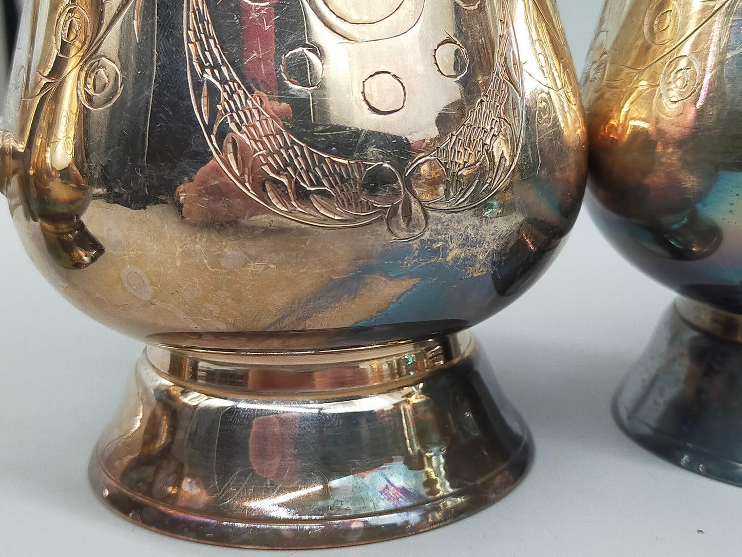 6er Set Versilberte Becher – Vintage Design mit Filigraner Gravur