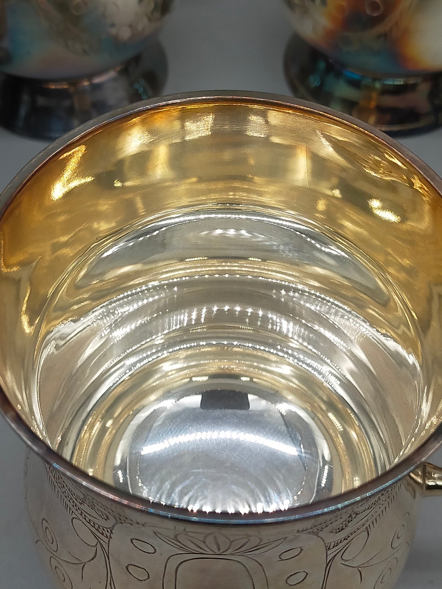 6er Set Versilberte Becher – Vintage Design mit Filigraner Gravur