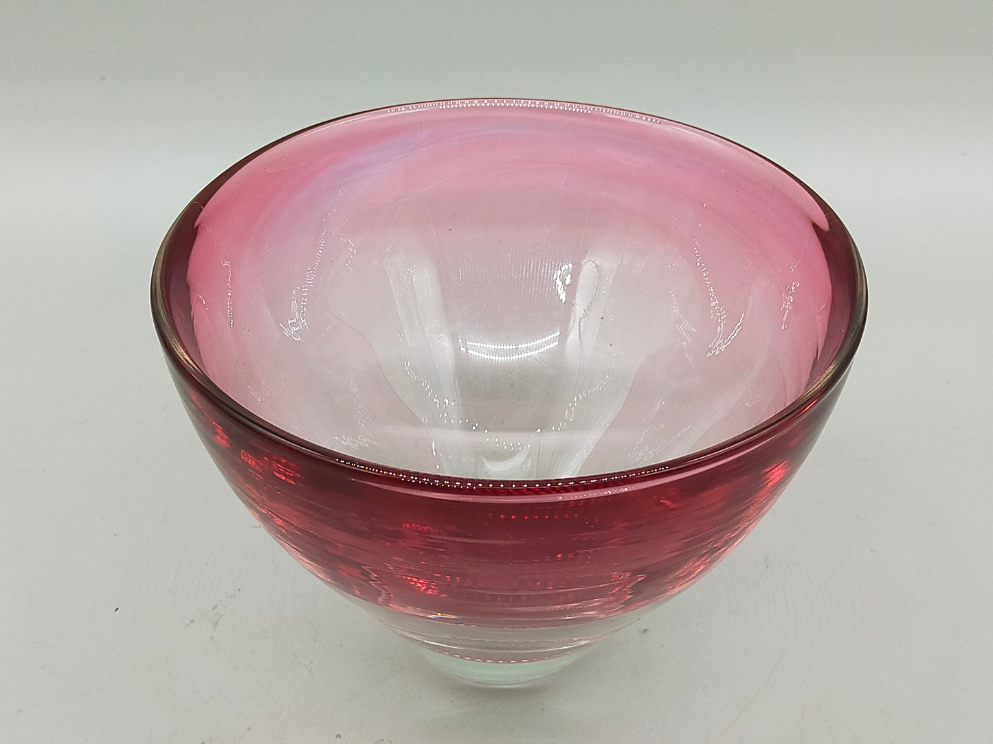 Elegante Murano Glas Schale – Kunstvolle Glasarbeit in Rosa und Weiß