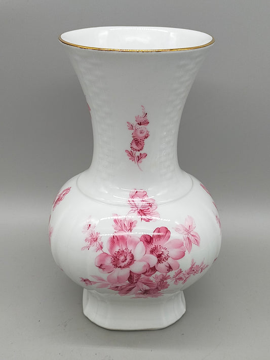 Prachtvolle Bareuther Waldsassen Vase – Florales Dekor in Rosa & Goldrand