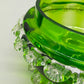 Antike Murano Glas Dose – Grünes Kunstglas mit klaren Applikationen