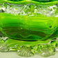 Antike Murano Glas Dose – Grünes Kunstglas mit klaren Applikationen