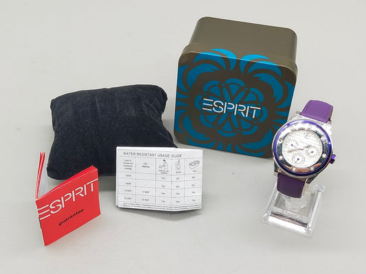 Moderne Esprit Damen Uhr – Violettes Leder  Mit OVP.