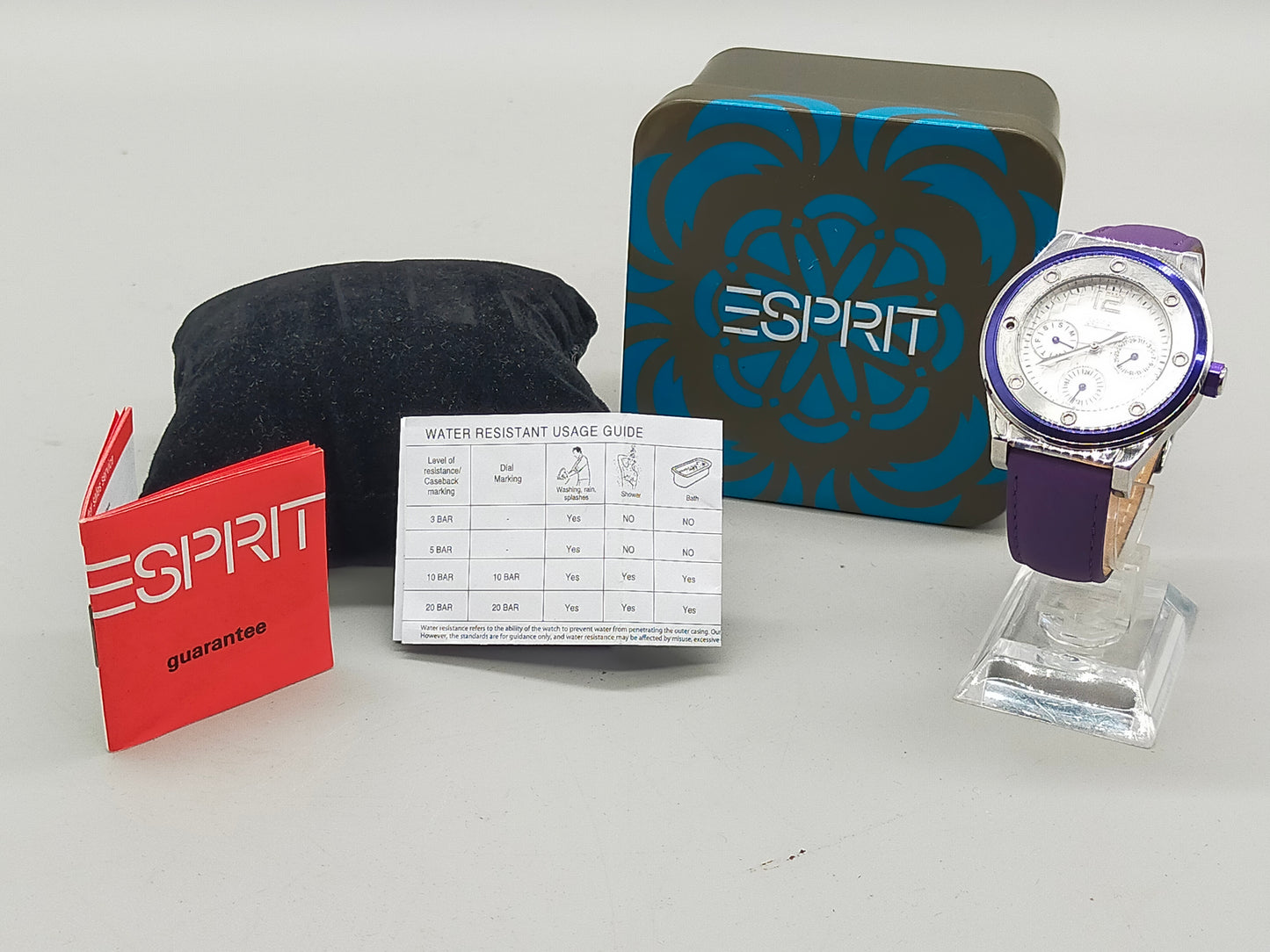 Moderne Esprit Damen Uhr – Violettes Leder  Mit OVP.
