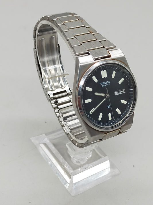 Vintage Seiko Herren Uhr – Klassisch mit Schwarzem Zifferblatt