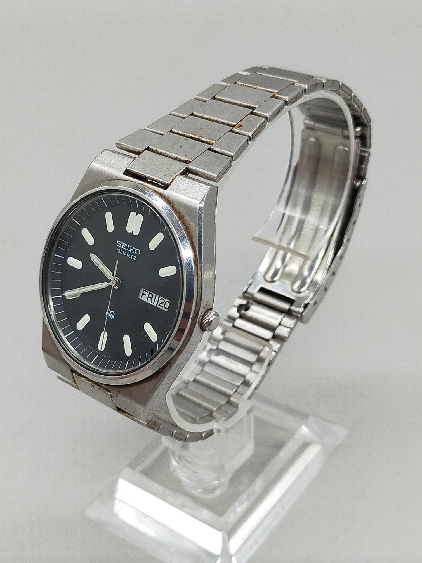 Vintage Seiko Herren Uhr – Klassisch mit Schwarzem Zifferblatt