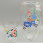 Handbemaltes Glas-Set mit Blumenmuster – 2-teilig, Vintage Stil