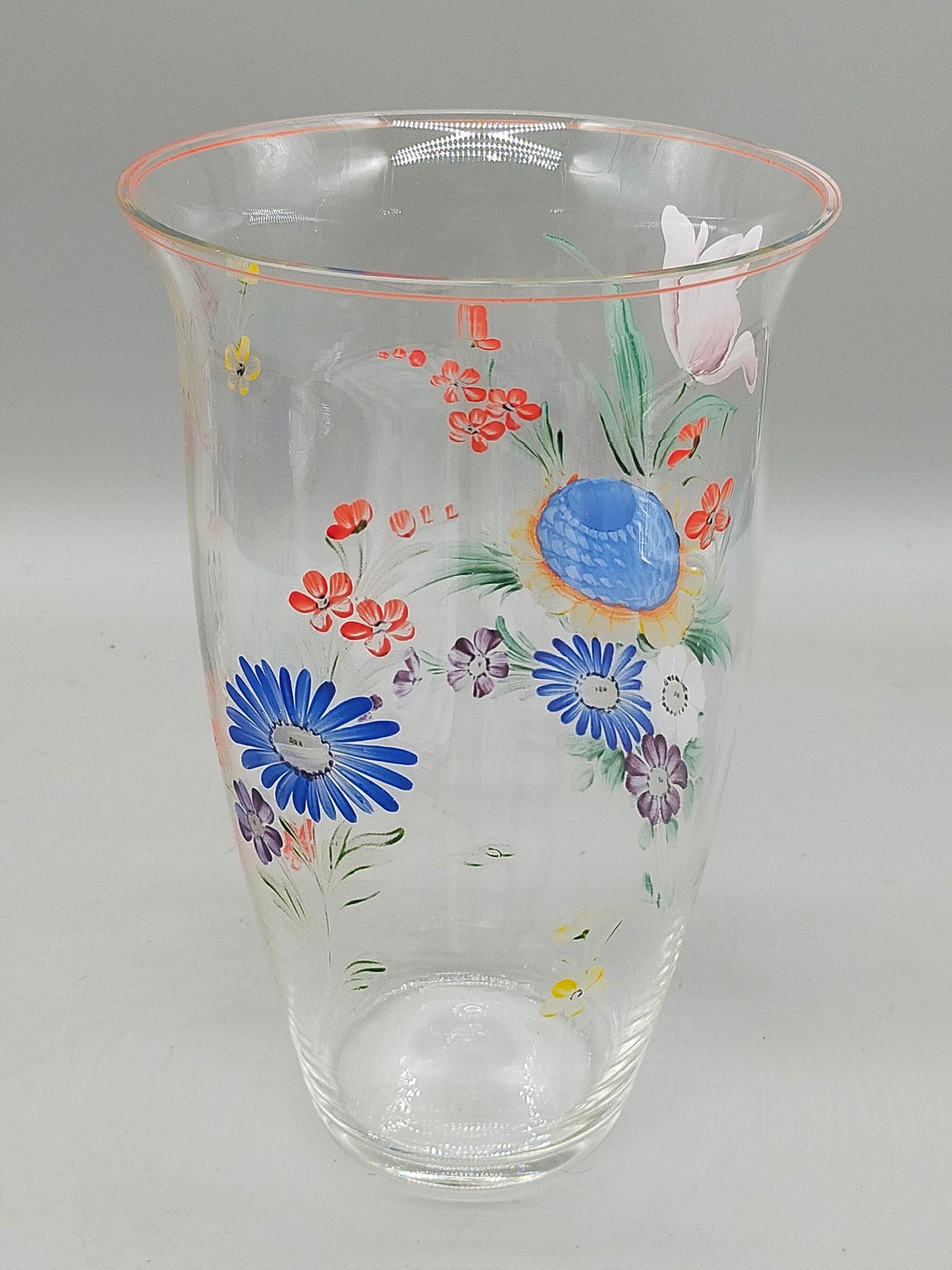 Handbemaltes Glas-Set mit Blumenmuster – 2-teilig, Vintage Stil