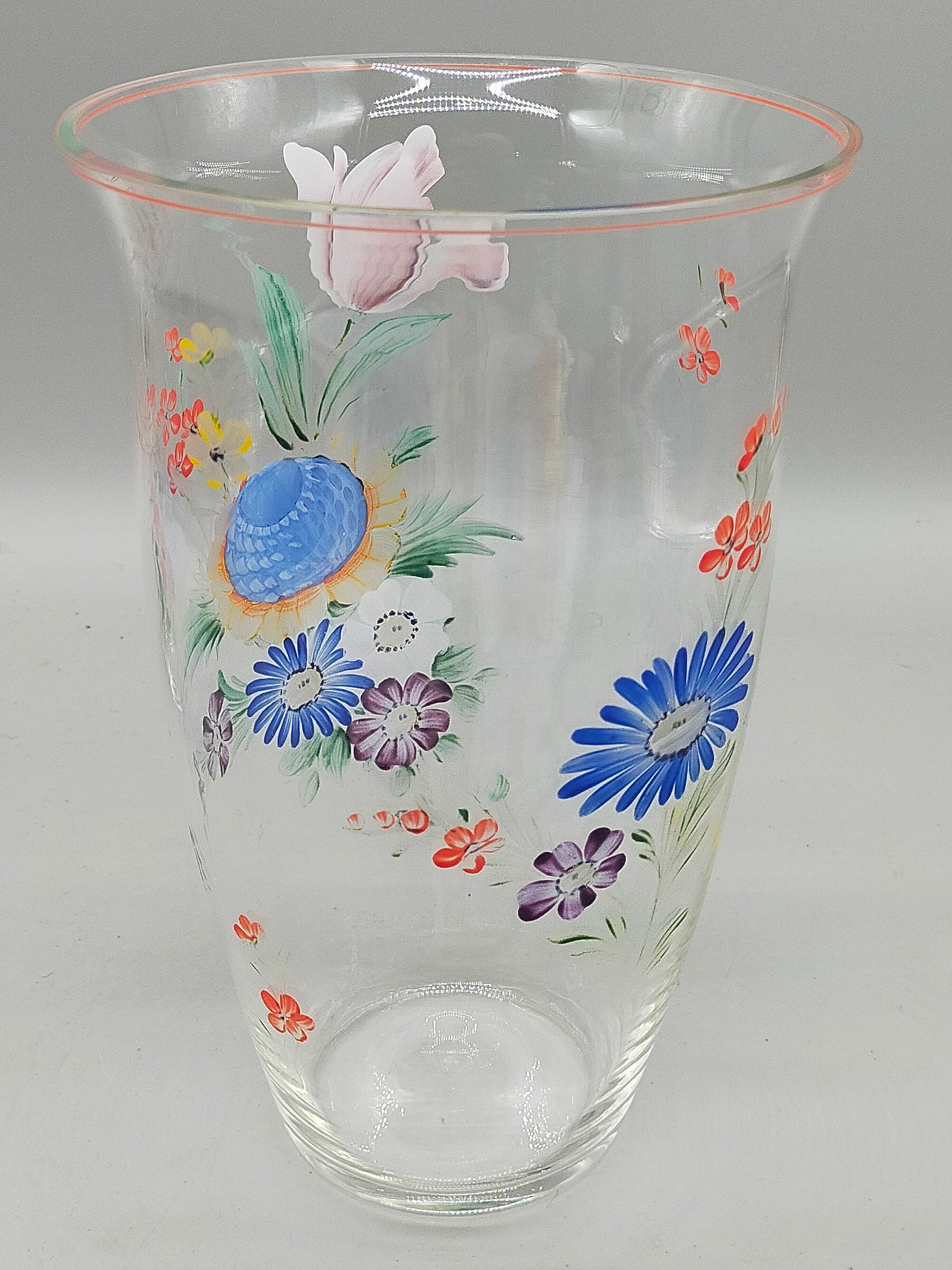 Handbemaltes Glas-Set mit Blumenmuster – 2-teilig, Vintage Stil