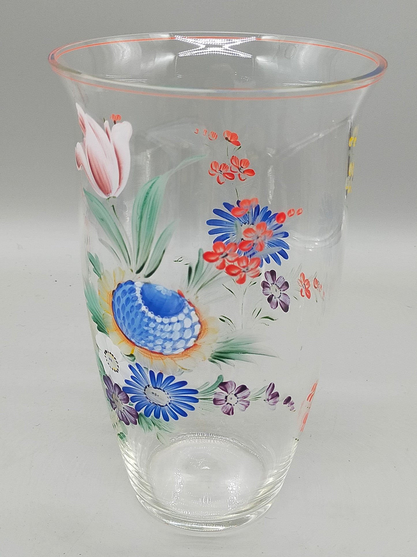 Handbemaltes Glas-Set mit Blumenmuster – 2-teilig, Vintage Stil