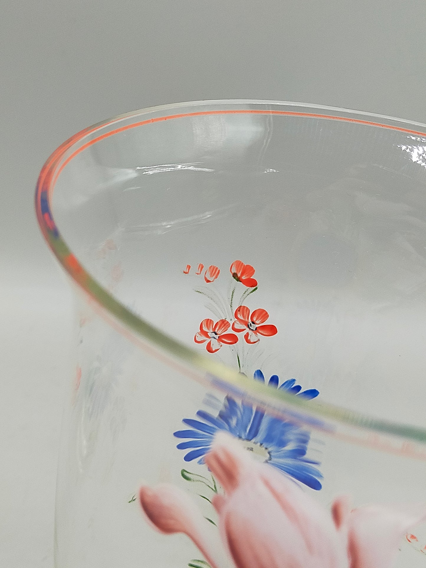 Handbemaltes Glas-Set mit Blumenmuster – 2-teilig, Vintage Stil