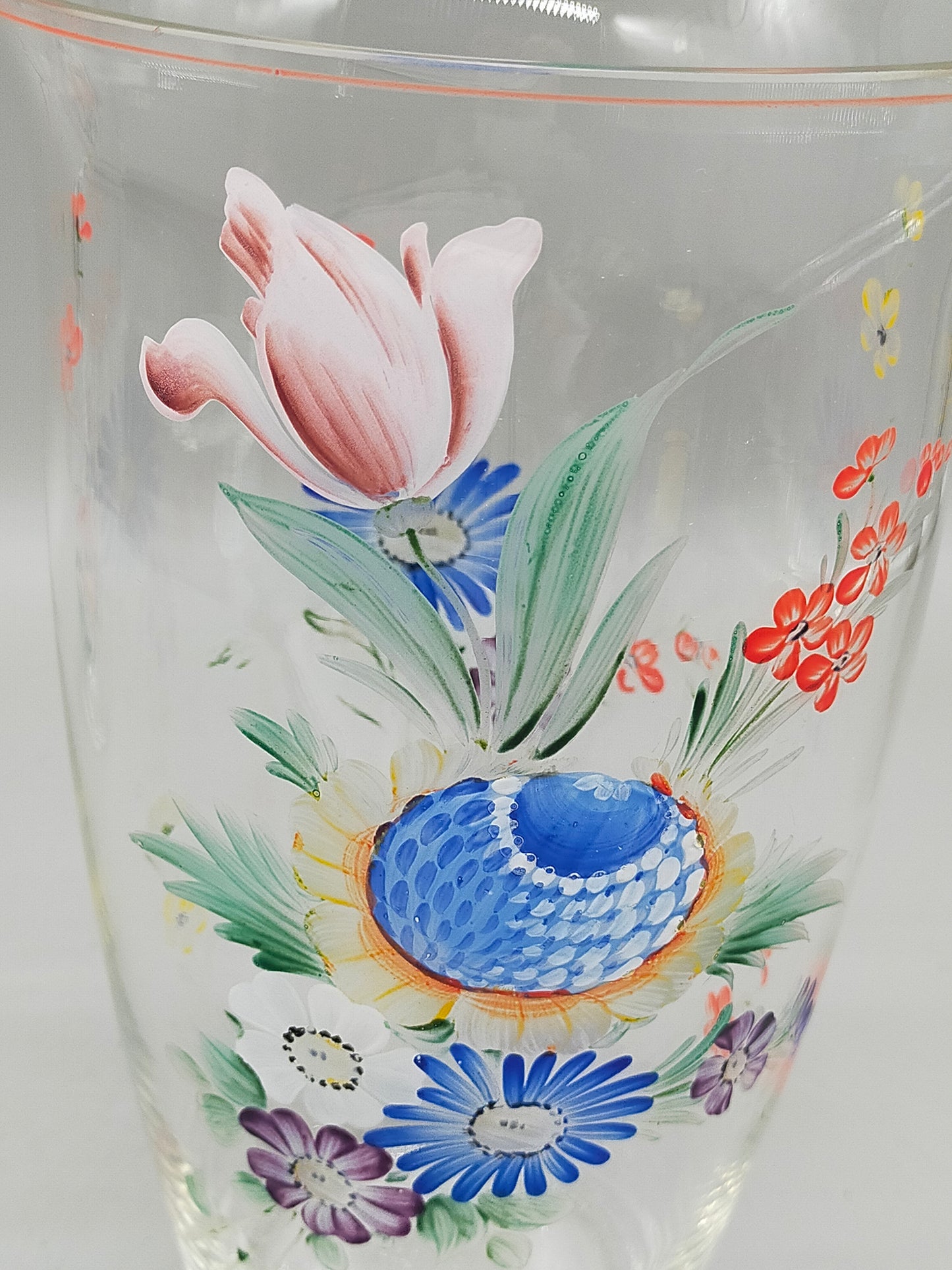 Handbemaltes Glas-Set mit Blumenmuster – 2-teilig, Vintage Stil
