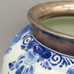 Prunkvolle Regina Delft Vase – mit 925 Sterling Silberrand