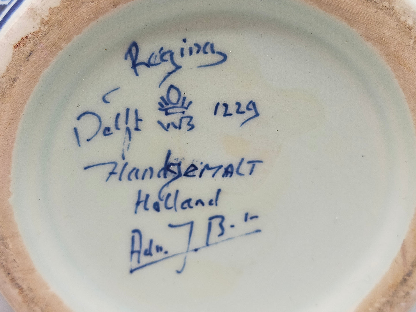 Prunkvolle Regina Delft Vase – mit 925 Sterling Silberrand