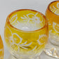 Edles Likörset aus Bernstein Glas – Antikes Design mit Blumenschliff