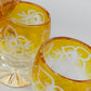 Edles Likörset aus Bernstein Glas – Antikes Design mit Blumenschliff