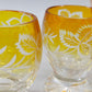 Edles Likörset aus Bernstein Glas – Antikes Design mit Blumenschliff