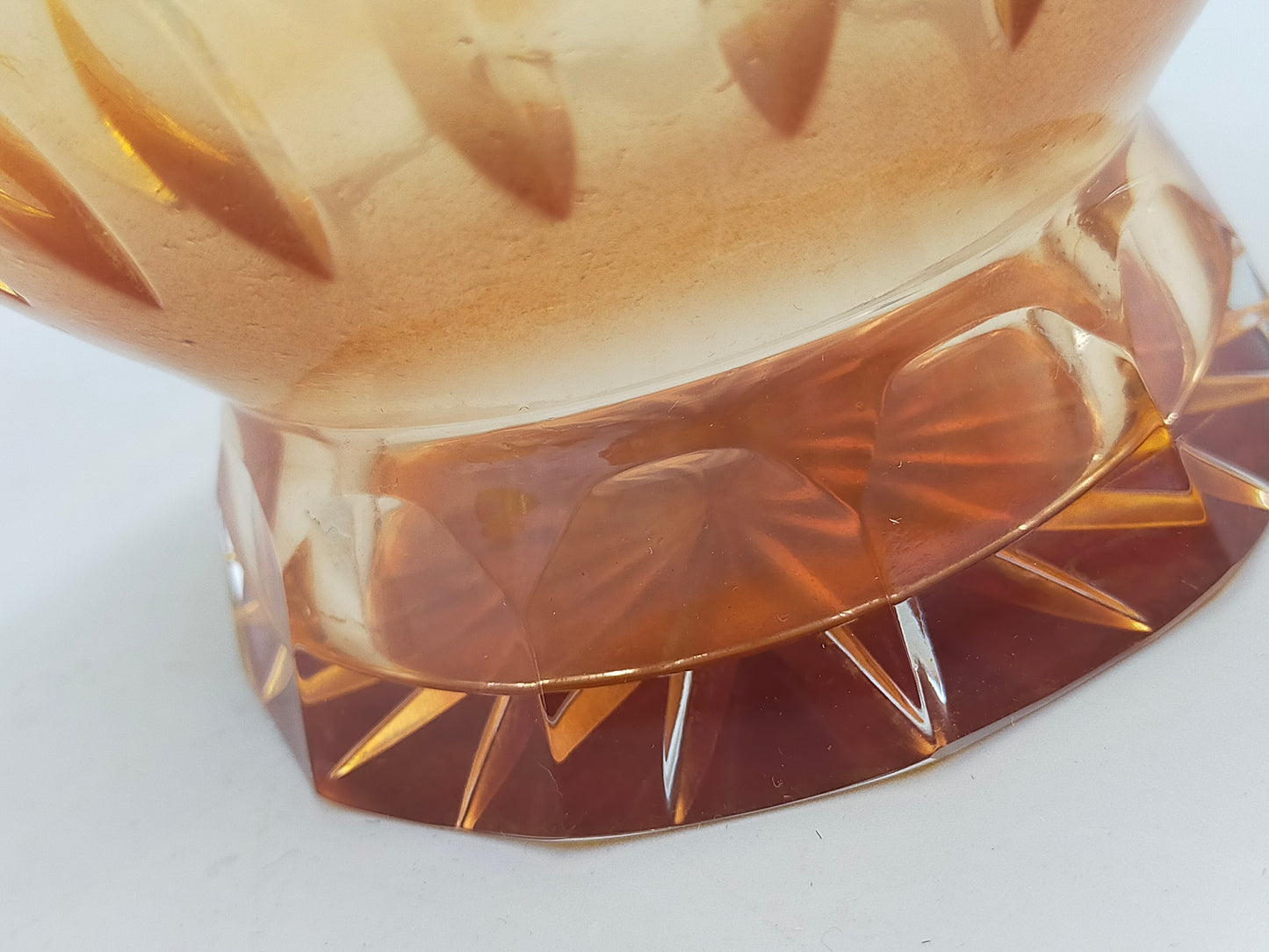 Edles Likörset aus Bernstein Glas – Antikes Design mit Blumenschliff