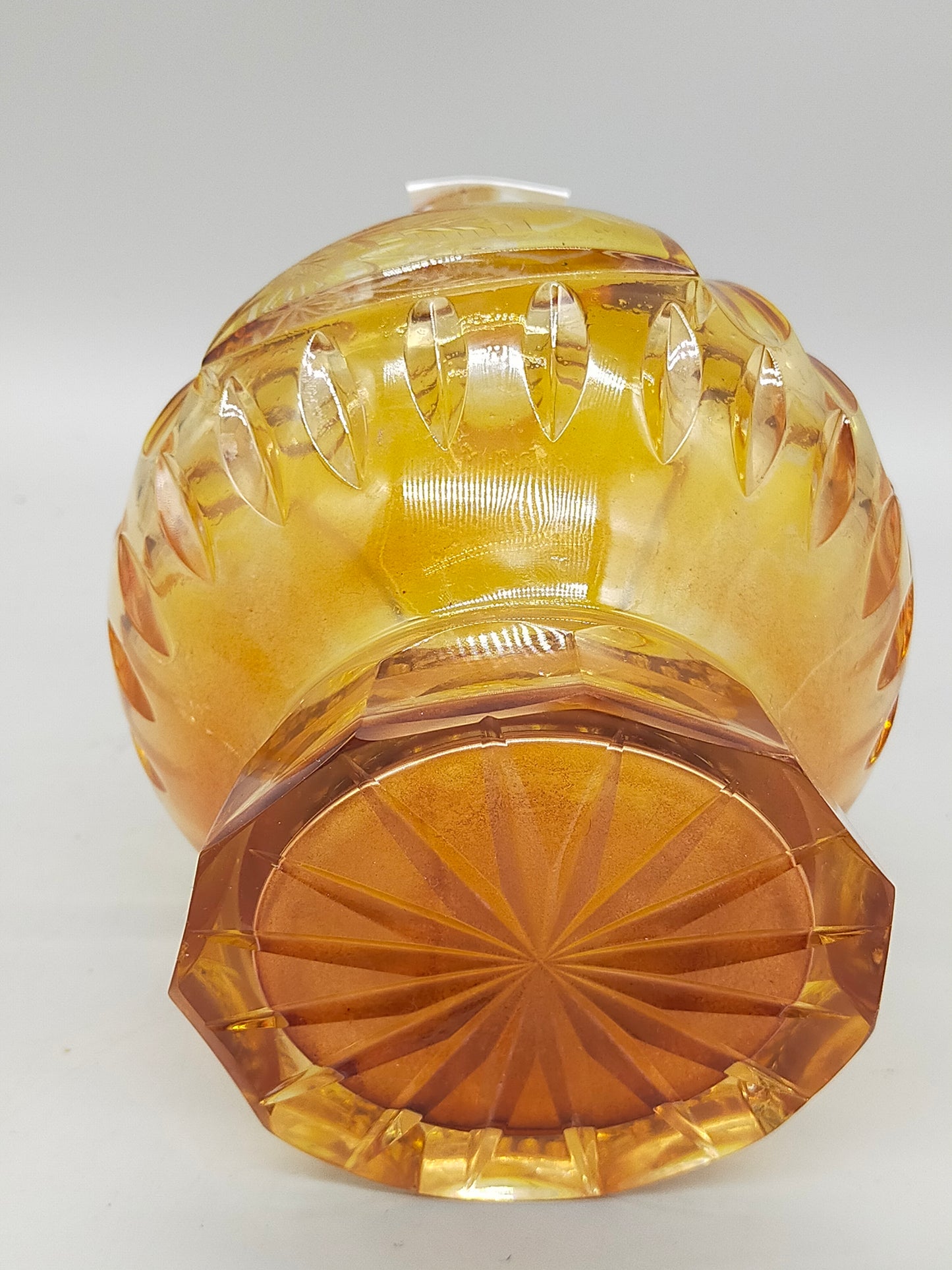 Edles Likörset aus Bernstein Glas – Antikes Design mit Blumenschliff