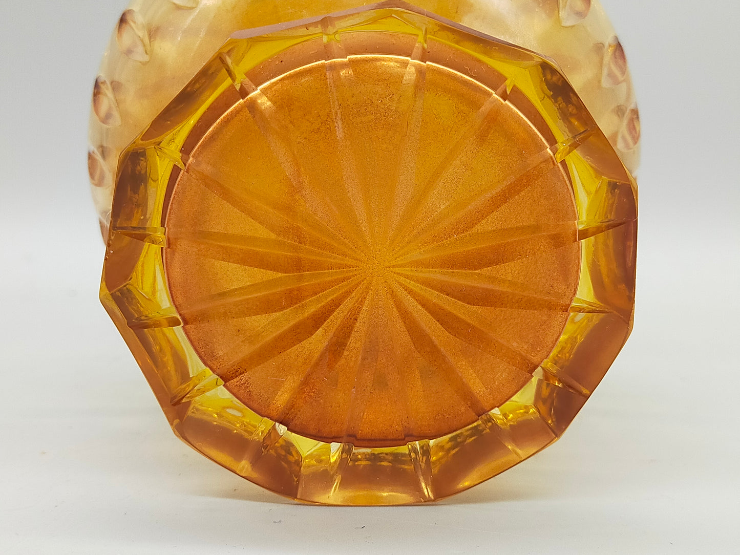 Edles Likörset aus Bernstein Glas – Antikes Design mit Blumenschliff