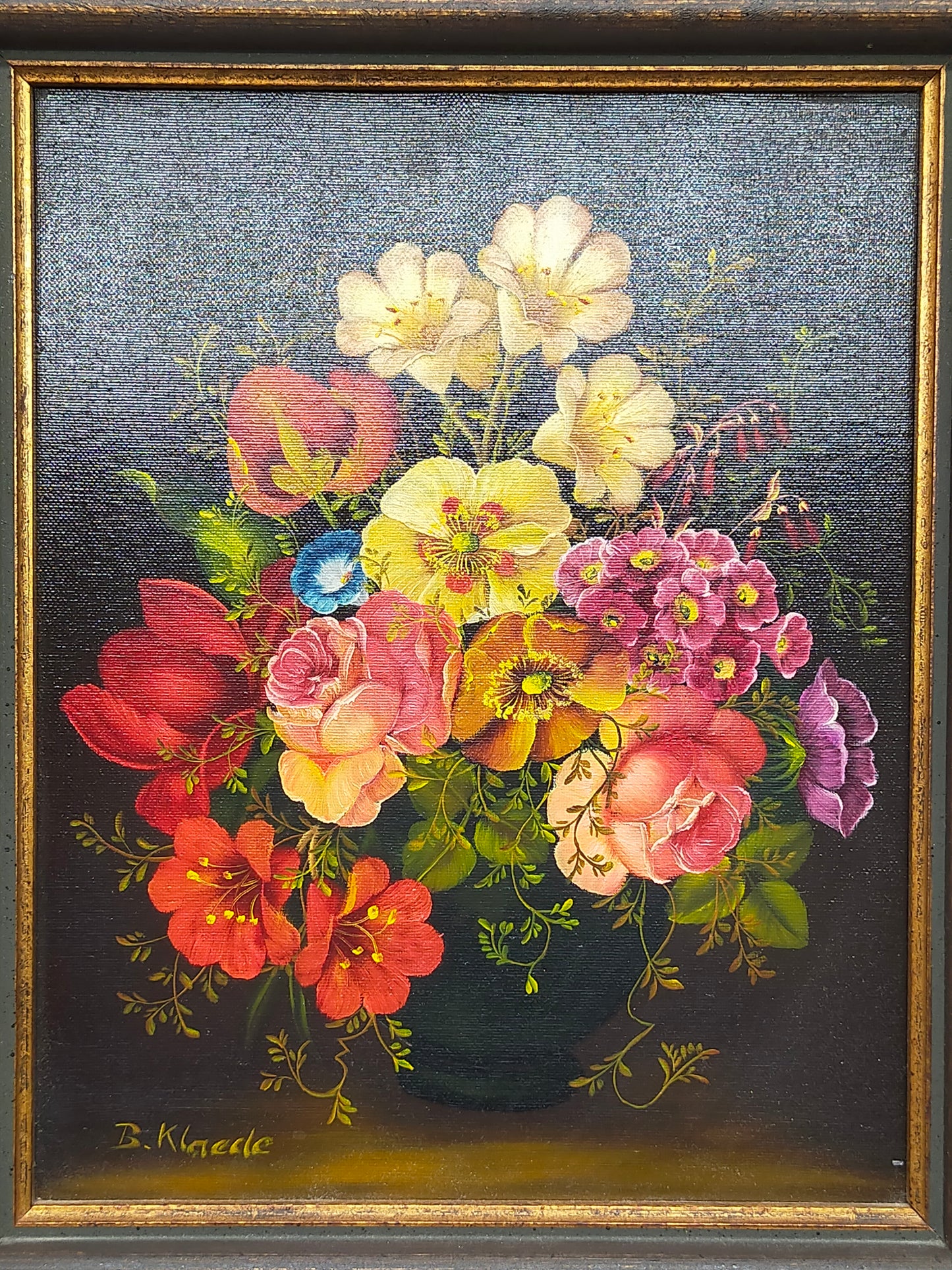 Prachtvolles Blumenstillleben Öl auf Leinwand – Signiert B. Klaede