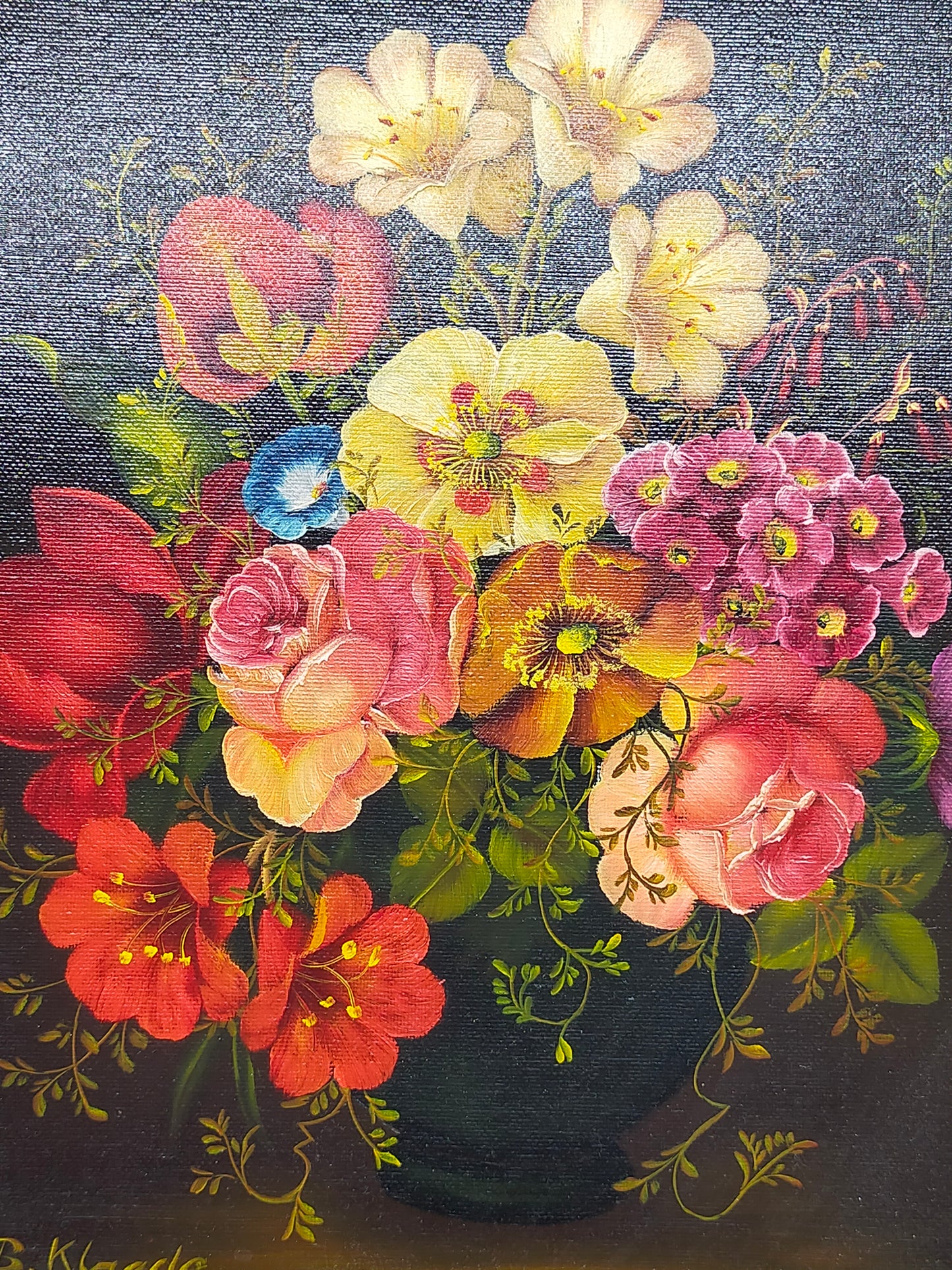 Prachtvolles Blumenstillleben Öl auf Leinwand – Signiert B. Klaede