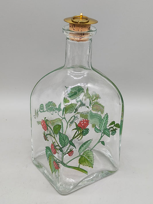 Vintage Glas Karaffe mit Himbeermotiv – Stilvolle Dekoration