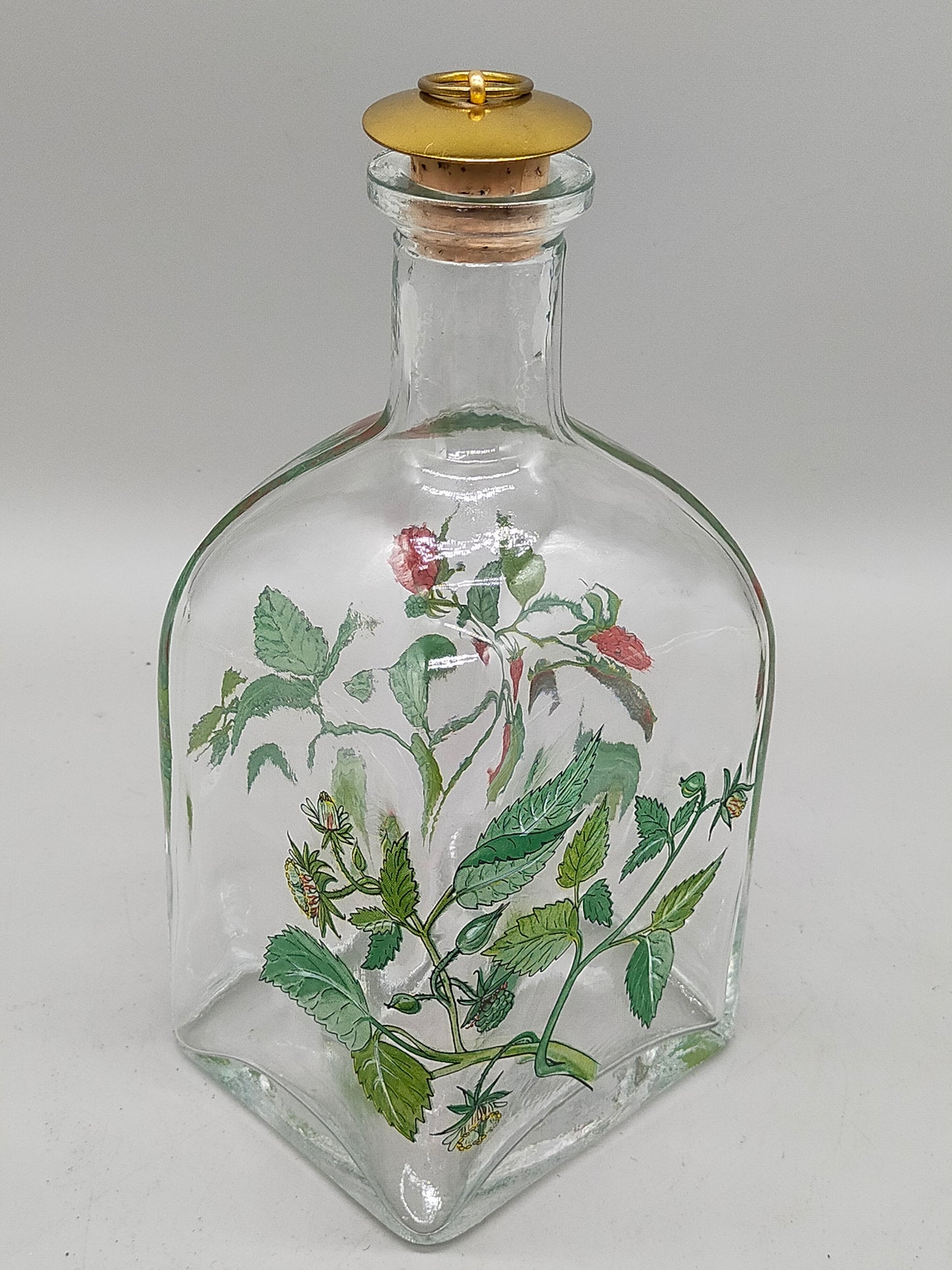 Vintage Glas Karaffe mit Himbeermotiv – Stilvolle Dekoration