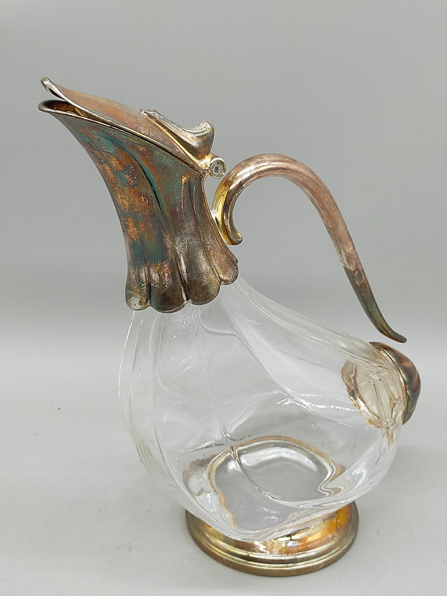 Elegante Vintage Ente Karaffe – Versilbertes Glas