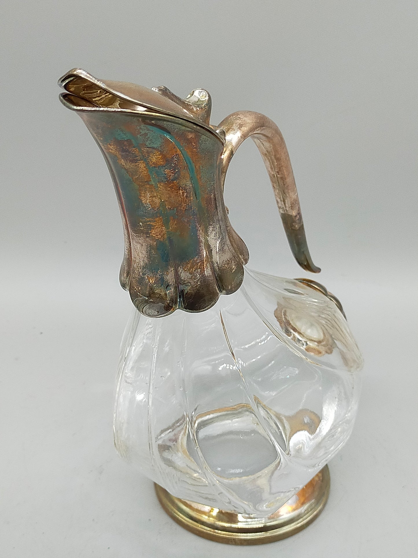 Elegante Vintage Ente Karaffe – Versilbertes Glas