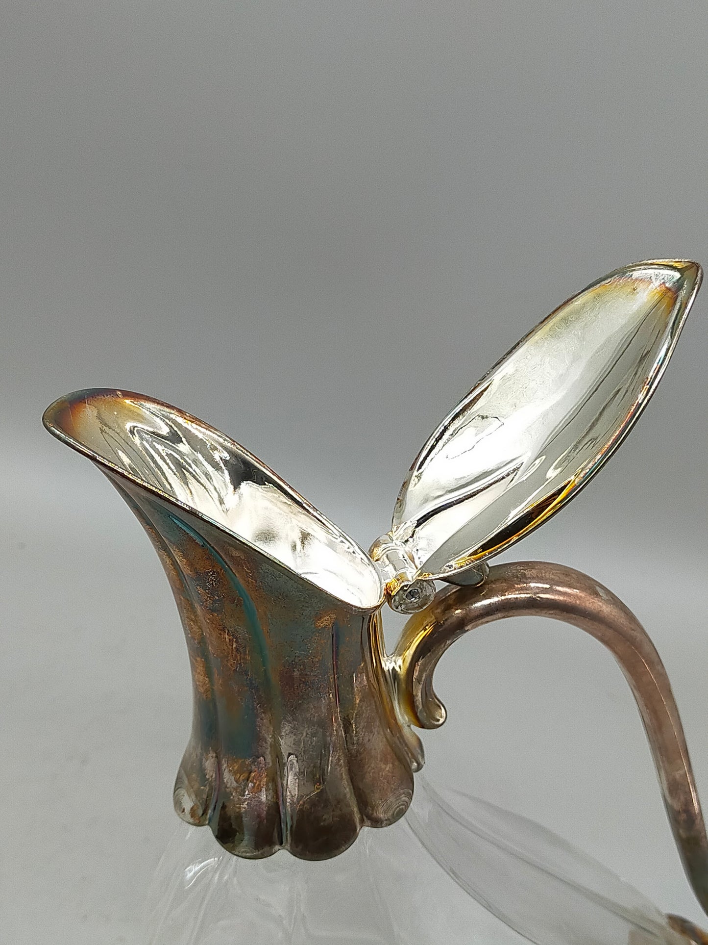 Elegante Vintage Ente Karaffe – Versilbertes Glas