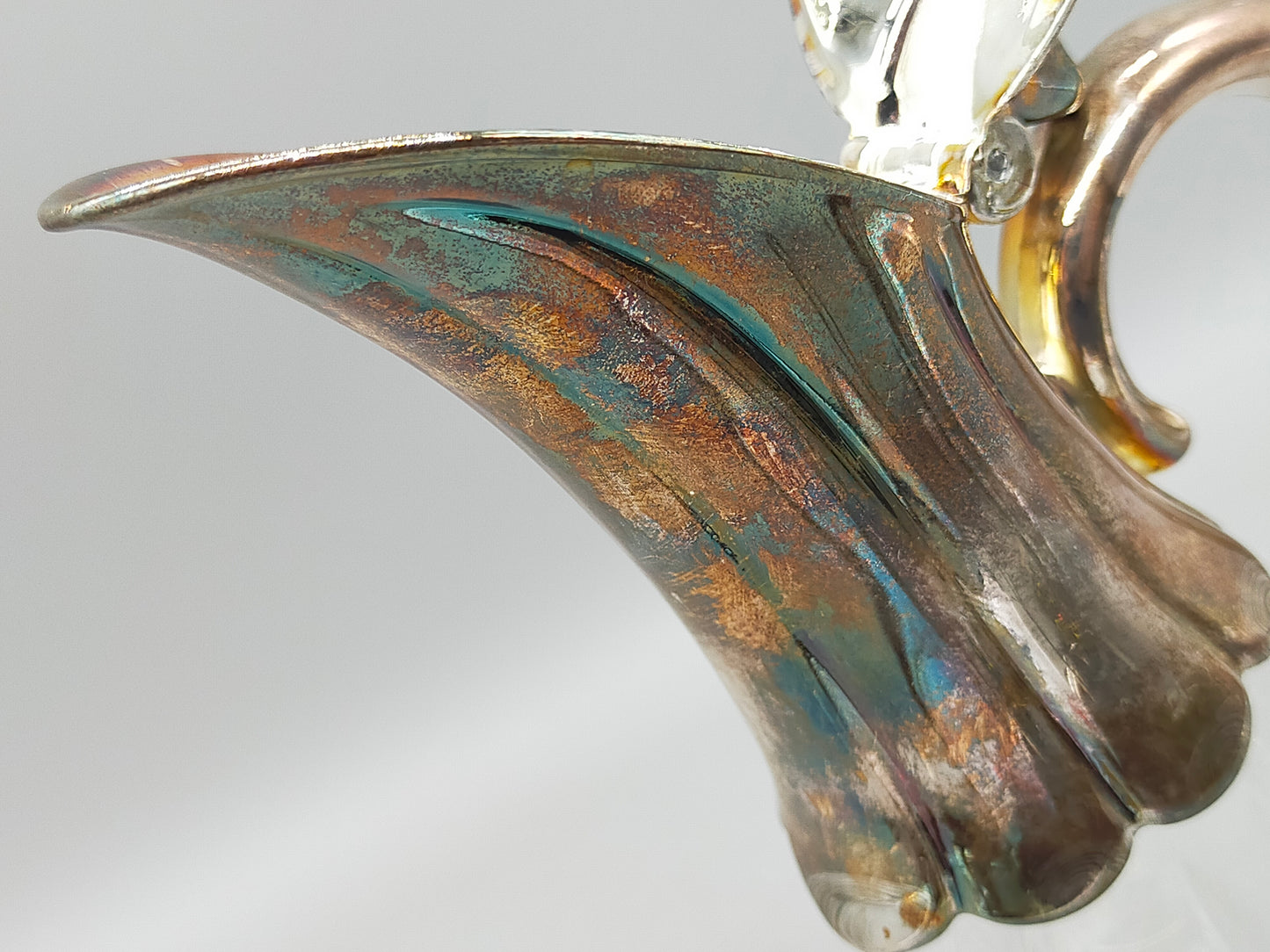Elegante Vintage Ente Karaffe – Versilbertes Glas