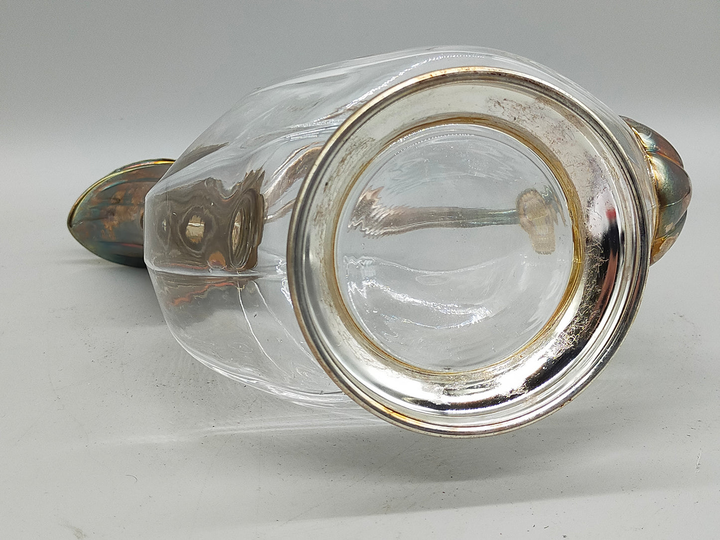 Elegante Vintage Ente Karaffe – Versilbertes Glas