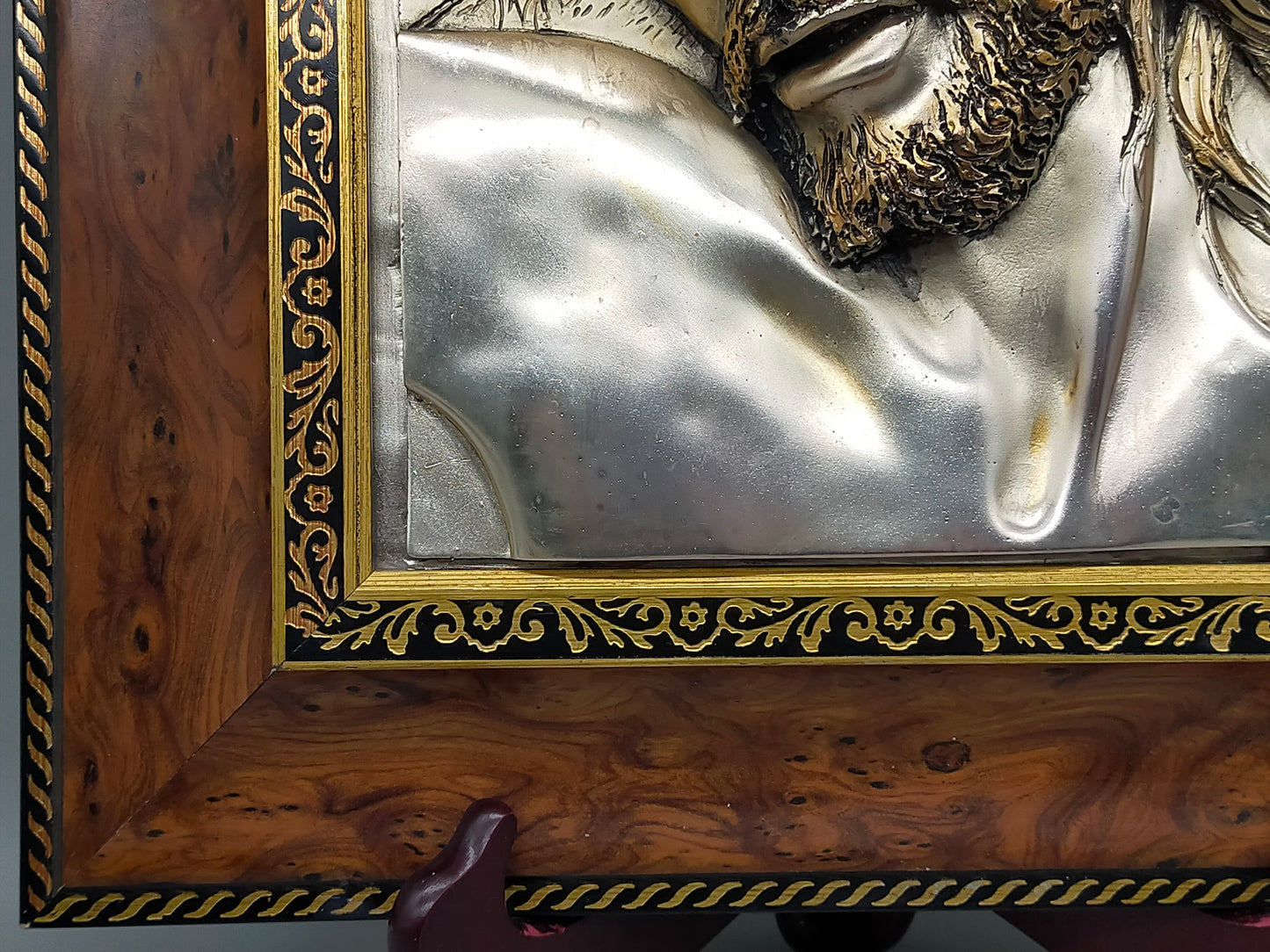 Edles Jesus Relief aus 925 Silber – Kunstvolles Wandbild im Holzrahmen
