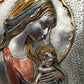 Exklusives 925er Silberrelief Madonna mit Kind – Edler Holzrahmen