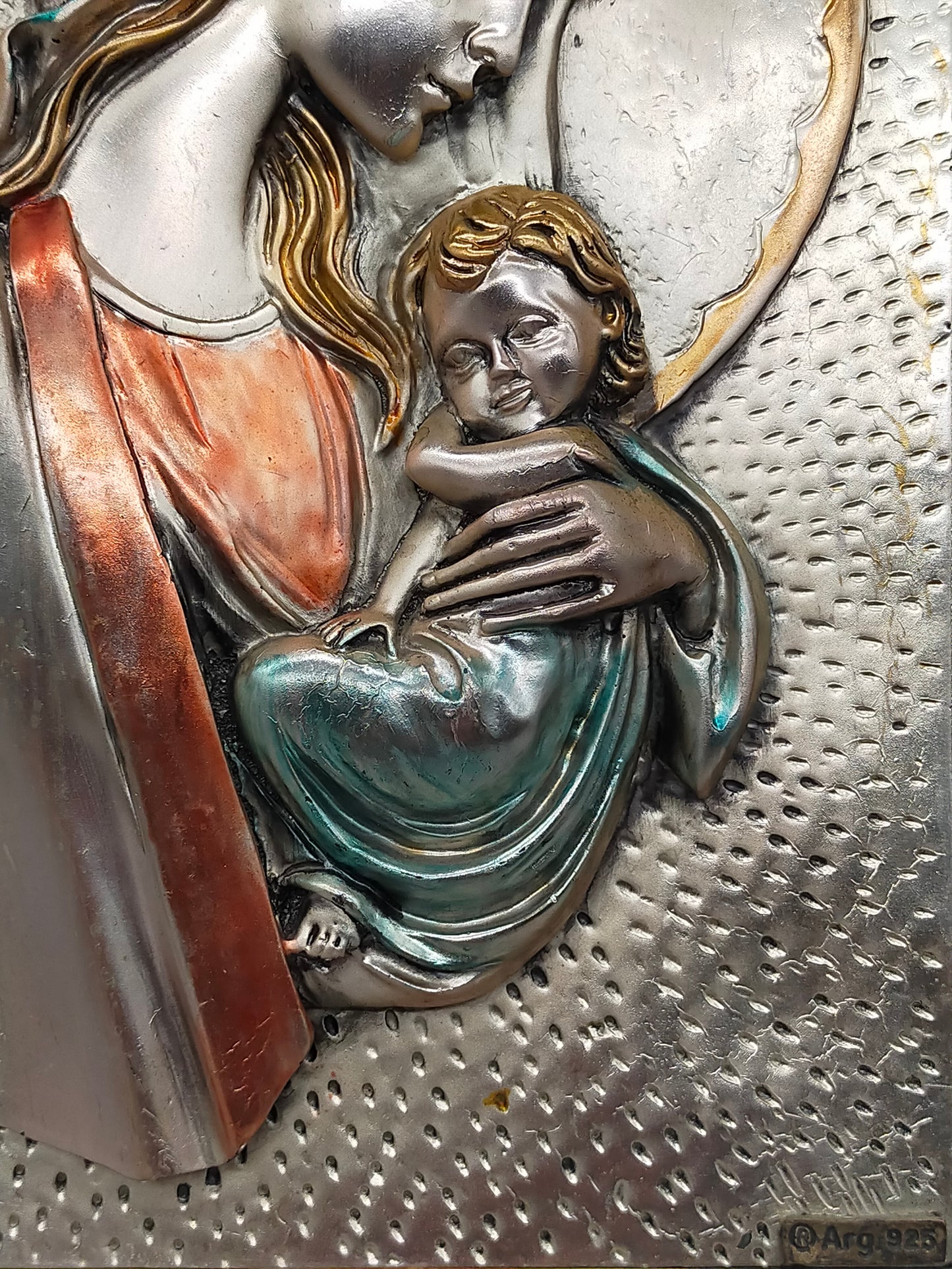 Exklusives 925er Silberrelief Madonna mit Kind – Edler Holzrahmen
