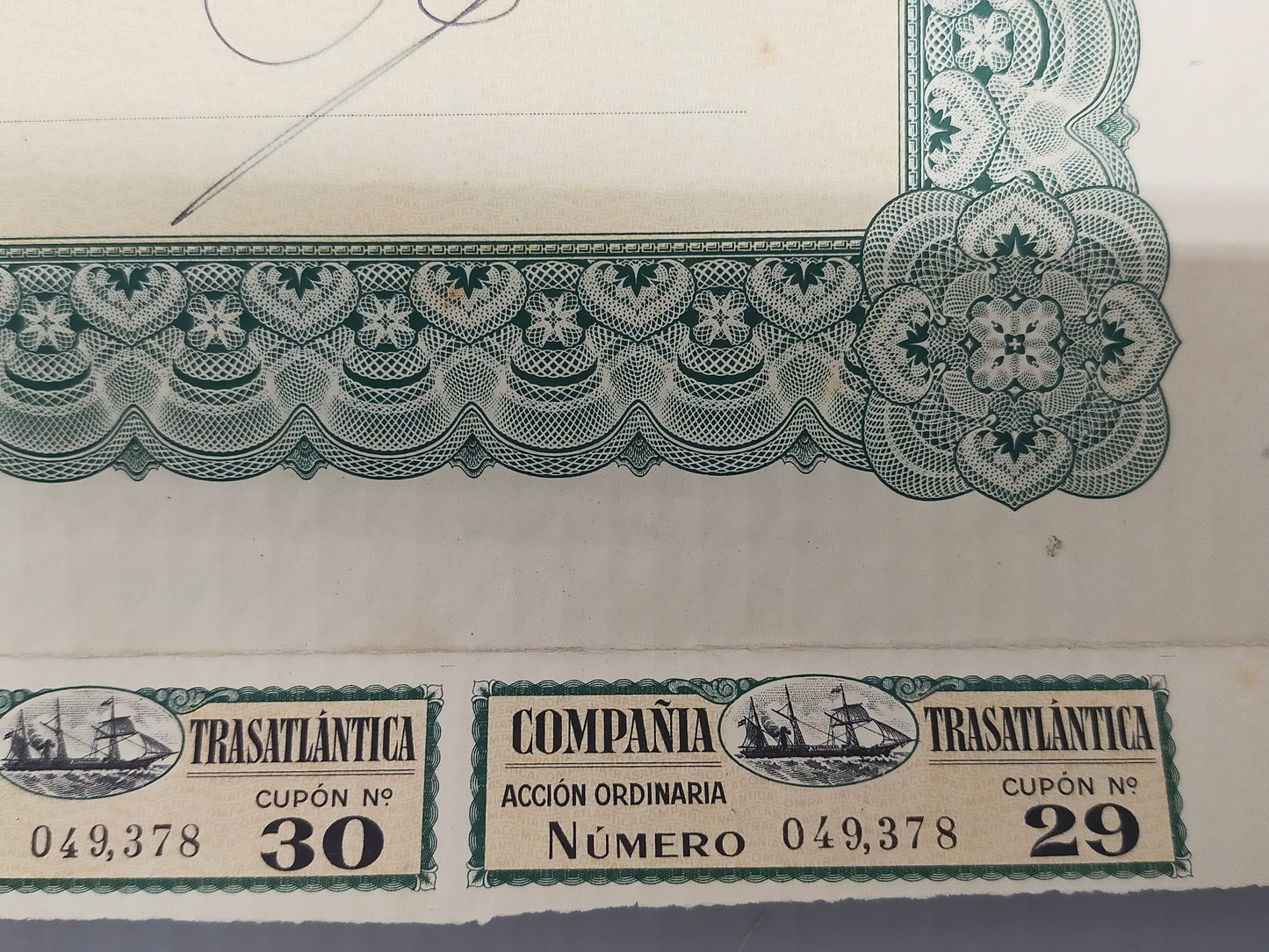Historische Aktie Companía Trasatlantica Barcelona 1946