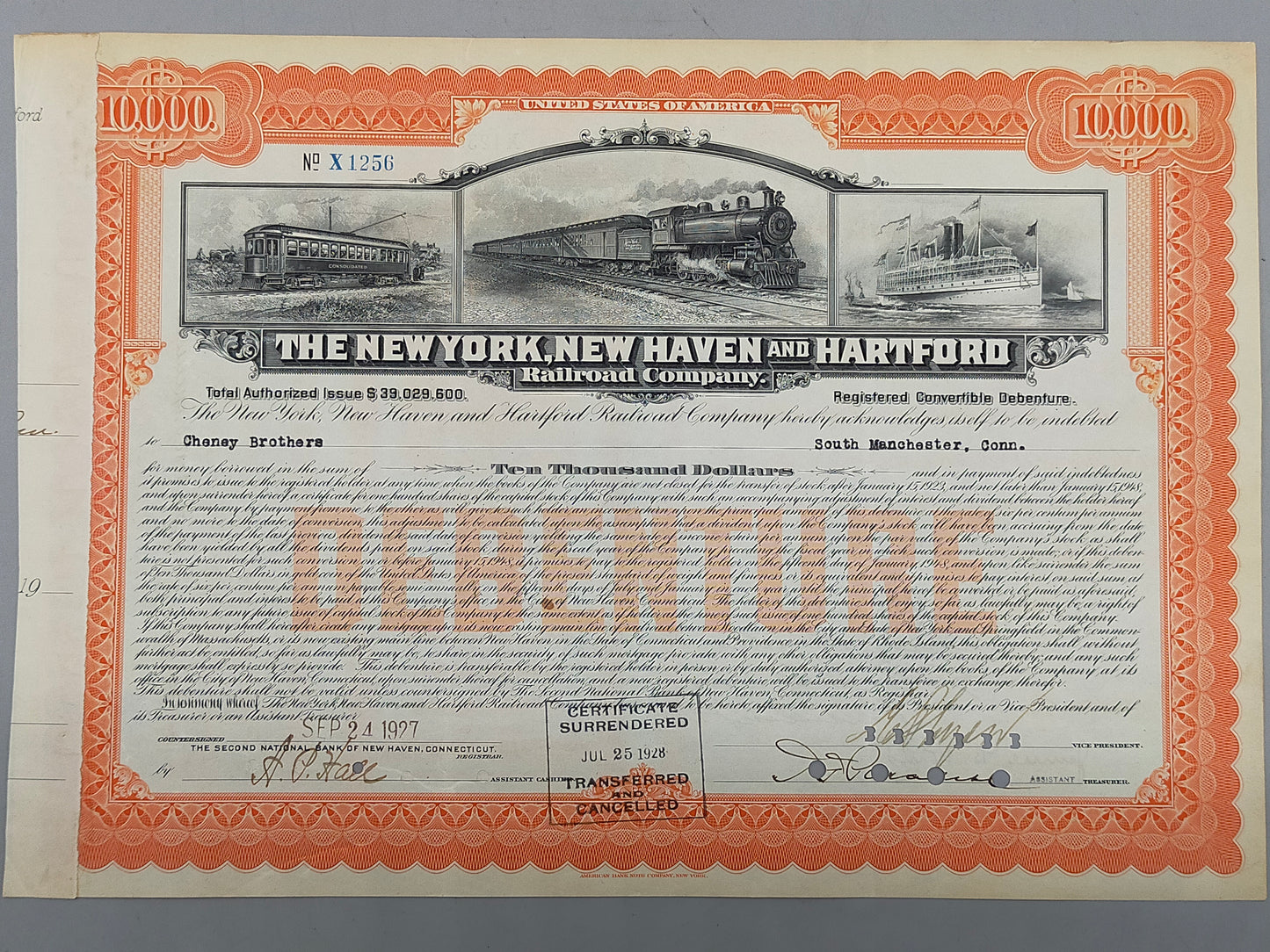 Historische Eisenbahn Anleihe 1927 – New York New Haven & Hartford