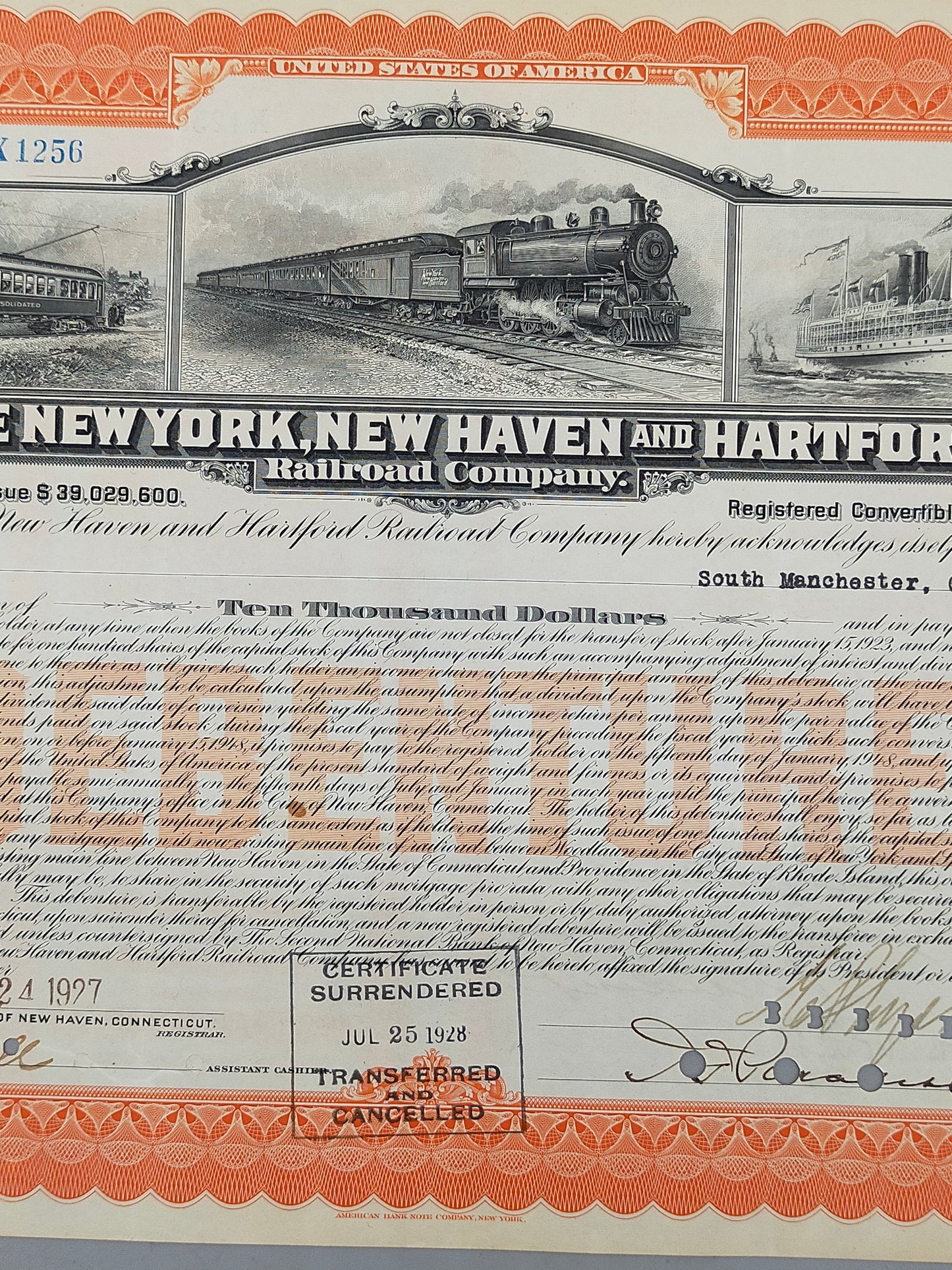 Historische Eisenbahn Anleihe 1927 – New York New Haven & Hartford