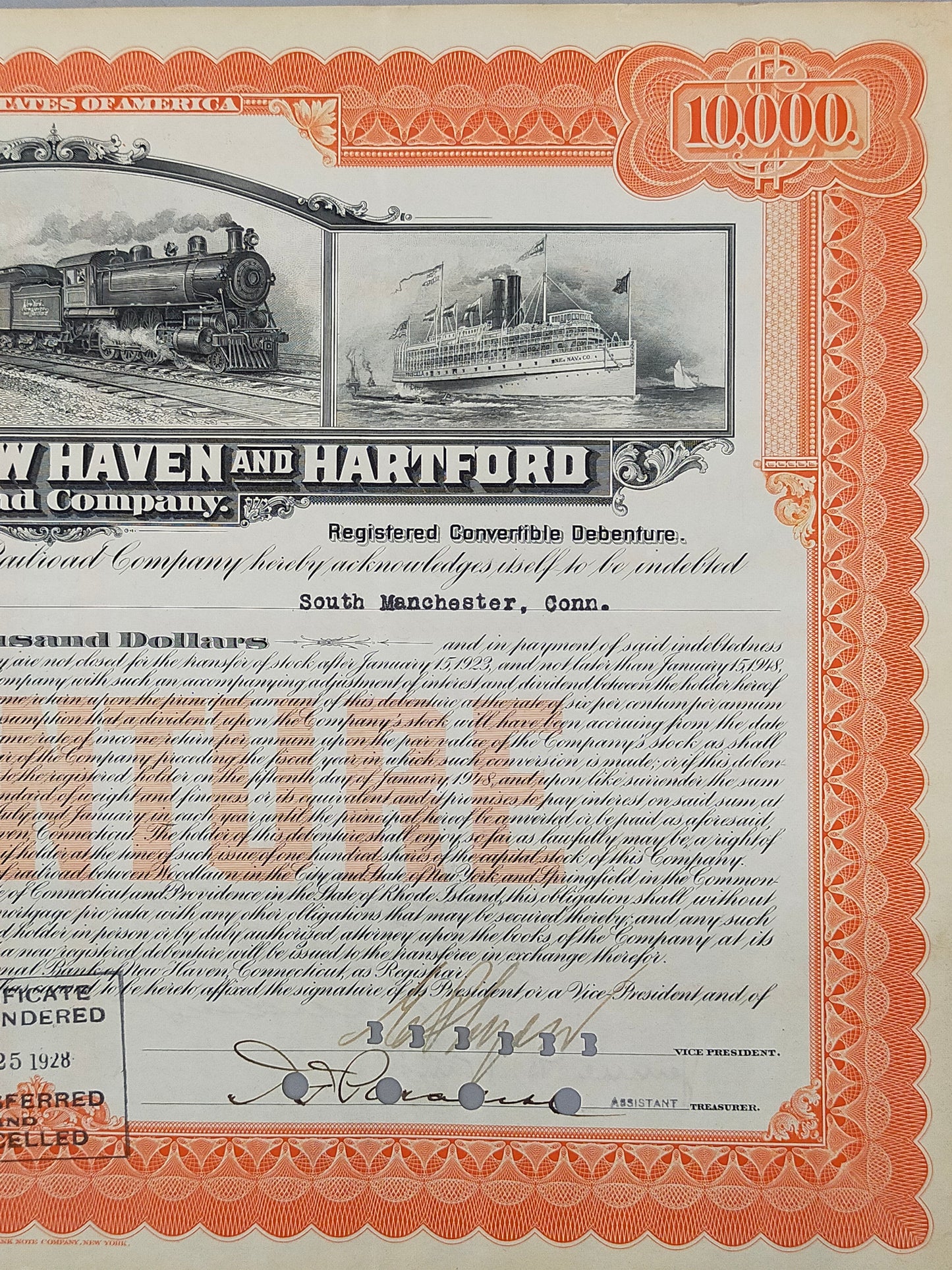 Historische Eisenbahn Anleihe 1927 – New York New Haven & Hartford