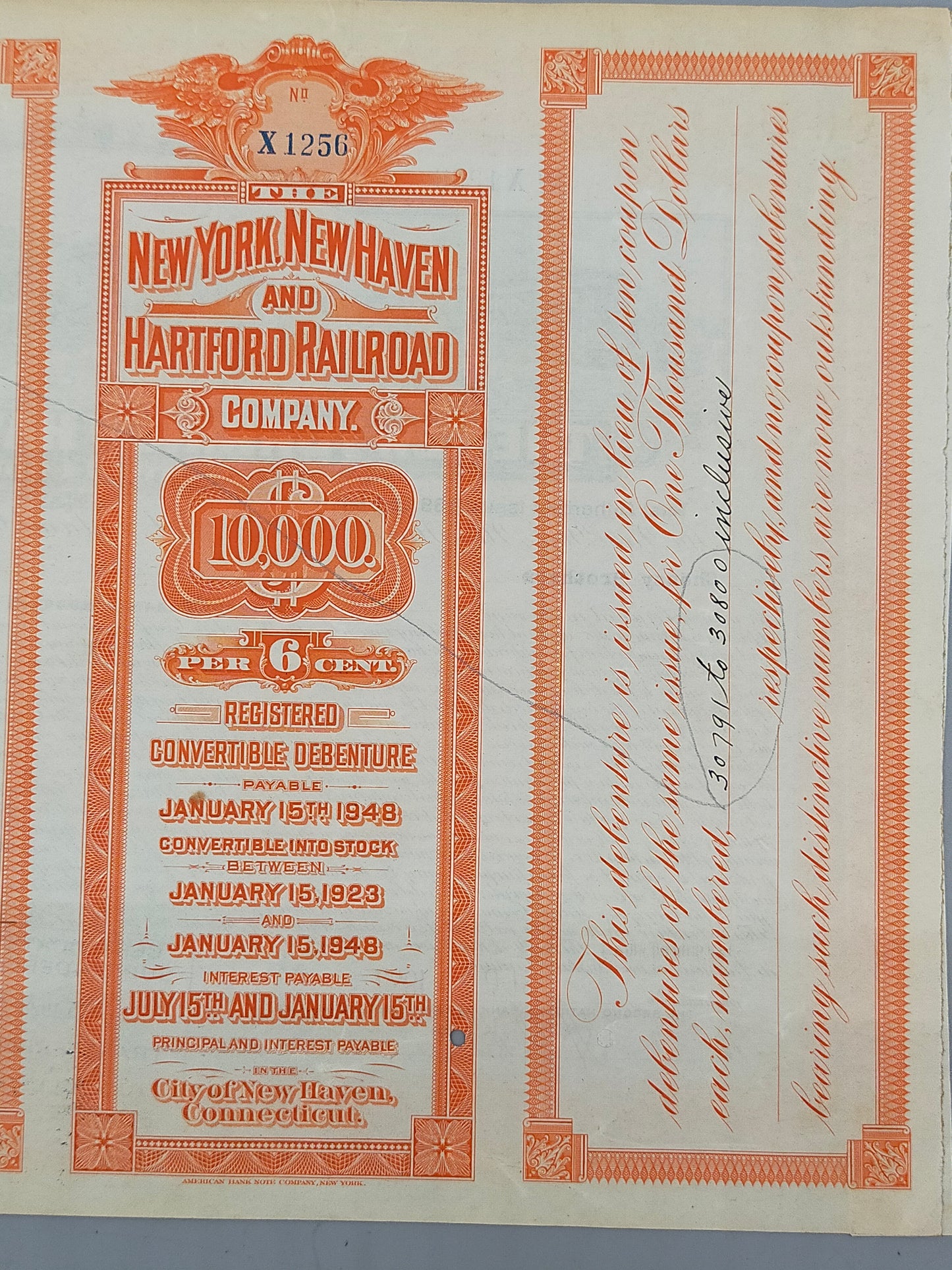 Historische Eisenbahn Anleihe 1927 – New York New Haven & Hartford