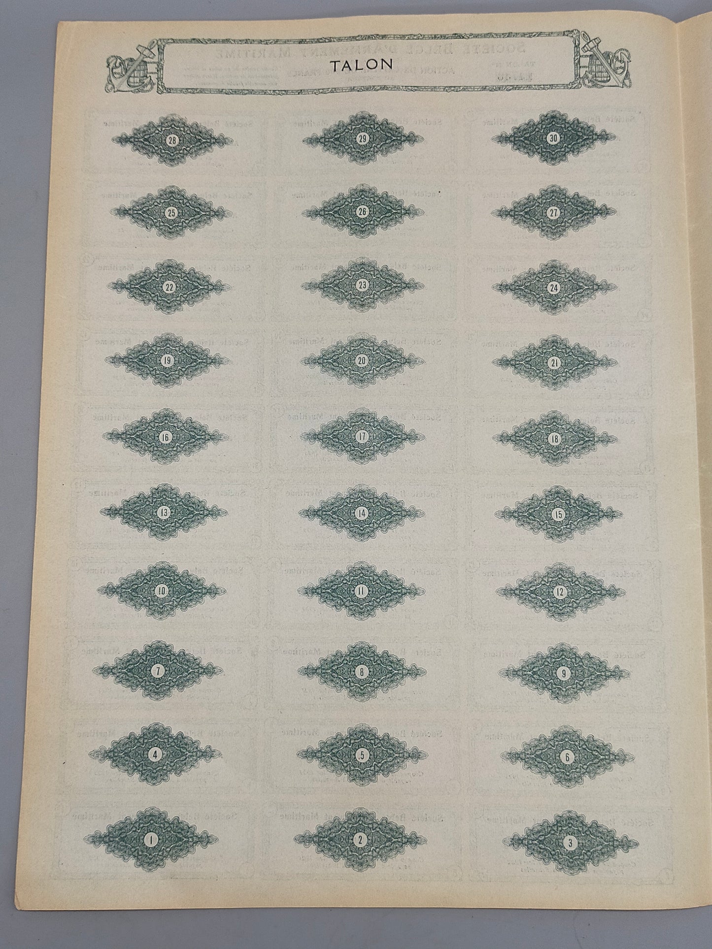 Historische Aktie Société Belge d'Armement Maritime Antwerpen 1920
