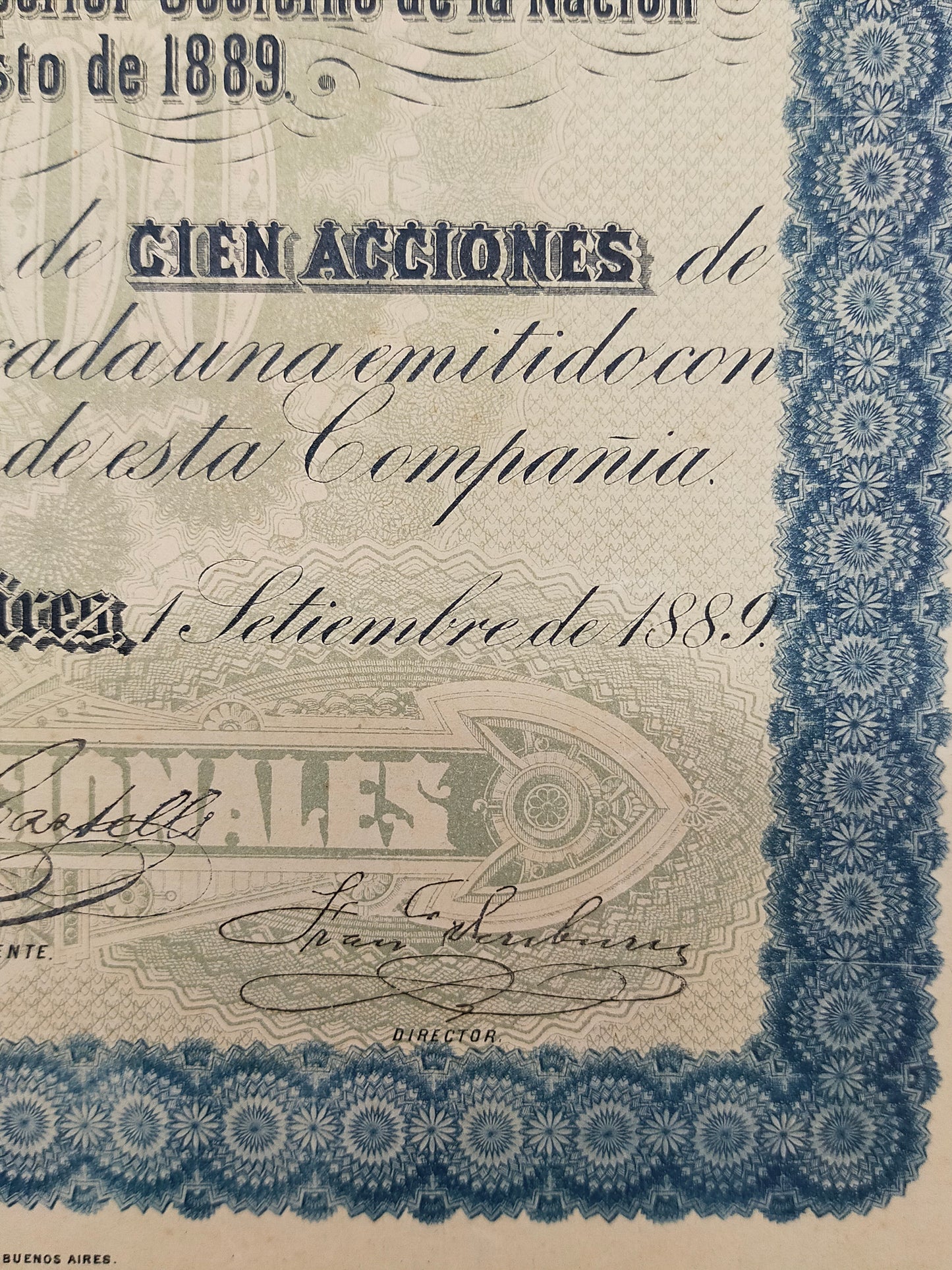 Historische Aktie 1889 Compania Docks de Transito del Puerto de La Plata