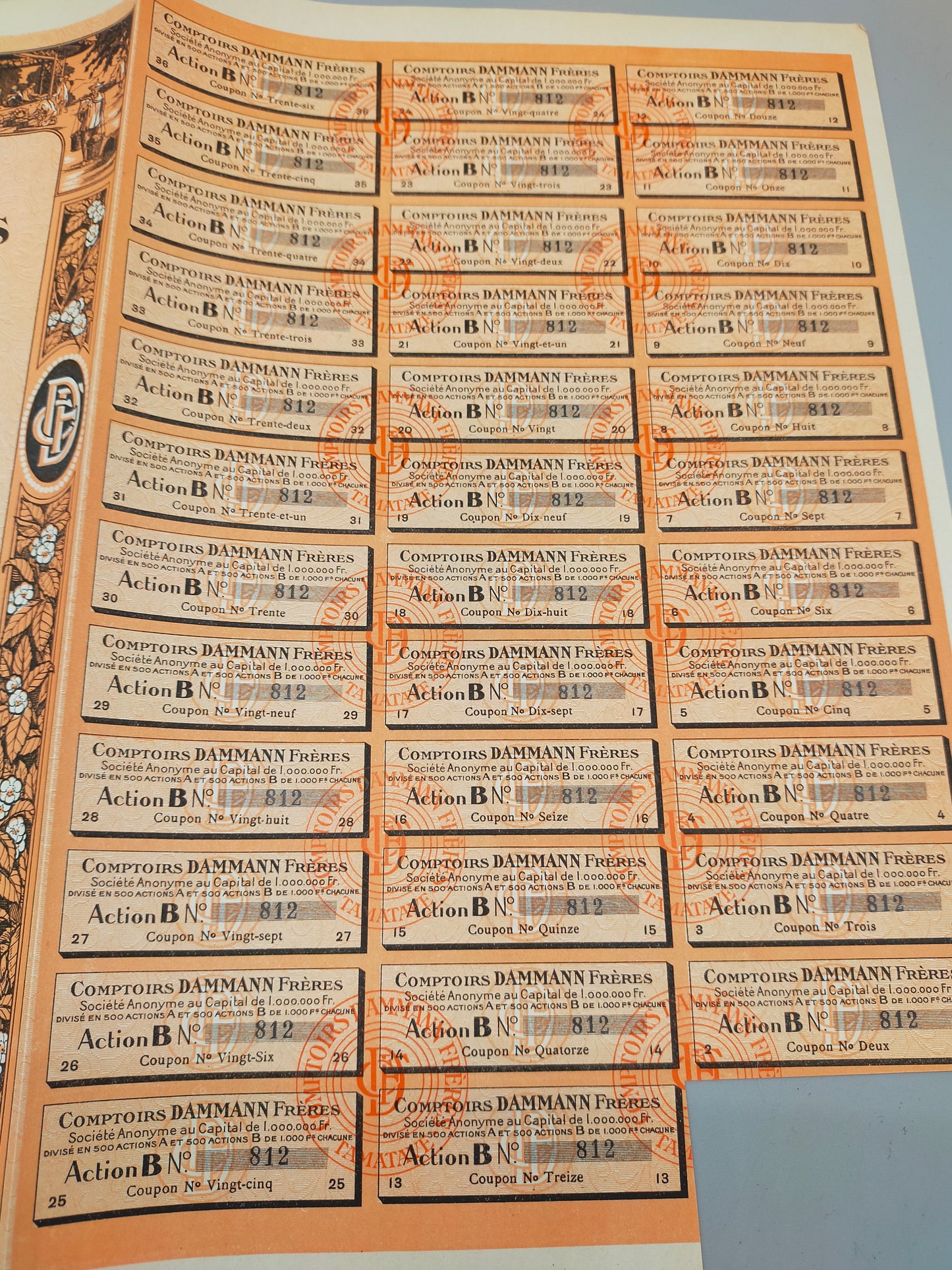 Historische Aktie Frères 1925 Comptoirs Tamatave Madagaskar